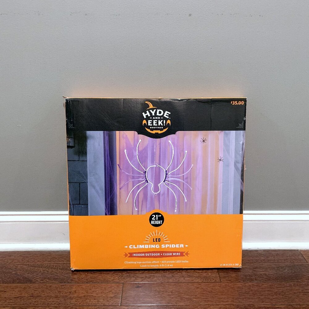 Hyde & Eek! Animated SPIDER Faux Neon LED Halloween Motion Light Sign NEW 2023